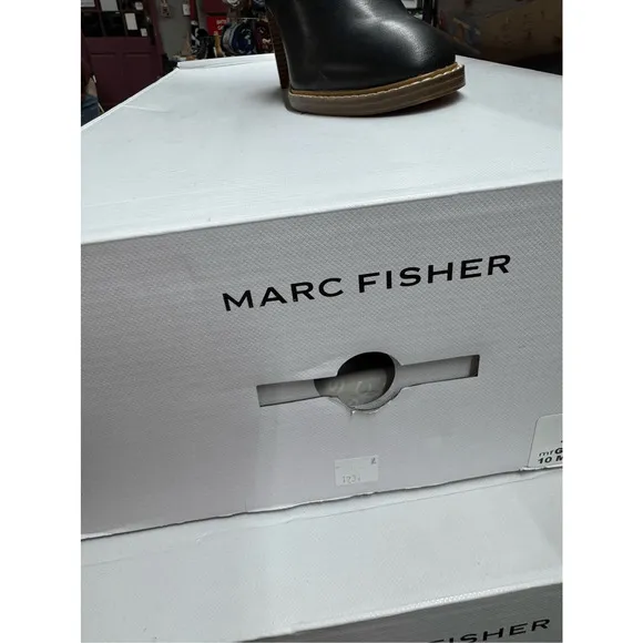 Marc Fisher Gaby Size 6 Black Womens Faux Leather Tall Knee-High Boots Shoes