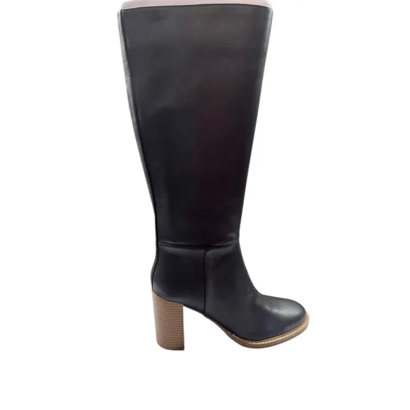 Marc Fisher Gaby Size 6 Black Womens Faux Leather Tall Knee-High Boots Shoes