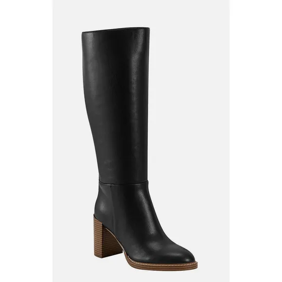Marc Fisher Gaby Size 6 Black Womens Faux Leather Tall Knee-High Boots Shoes