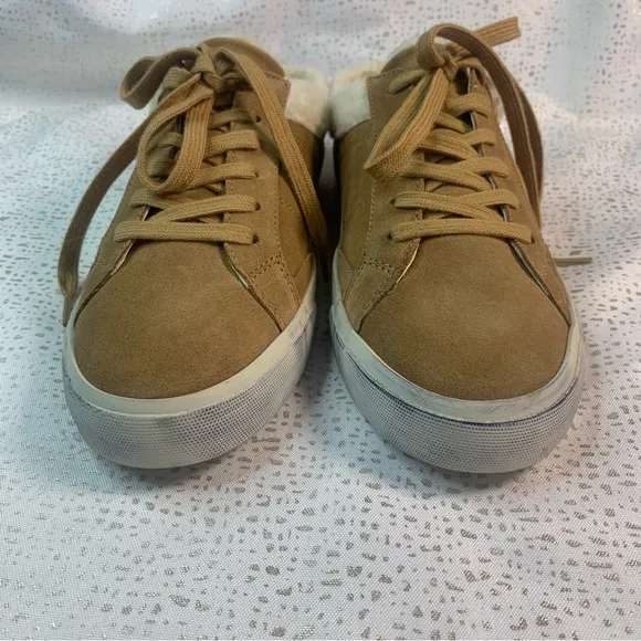 MARC FISHER Miranda Faux Fur Mule Sneakers Brown Size 8M Distressed Style