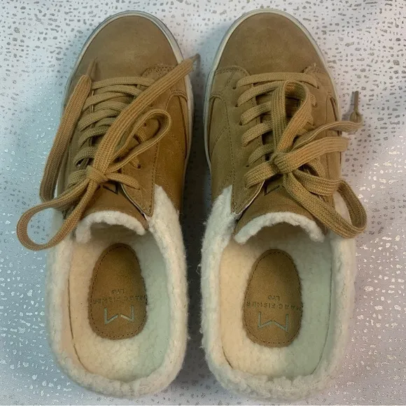 MARC FISHER Miranda Faux Fur Mule Sneakers Brown Size 8M Distressed Style