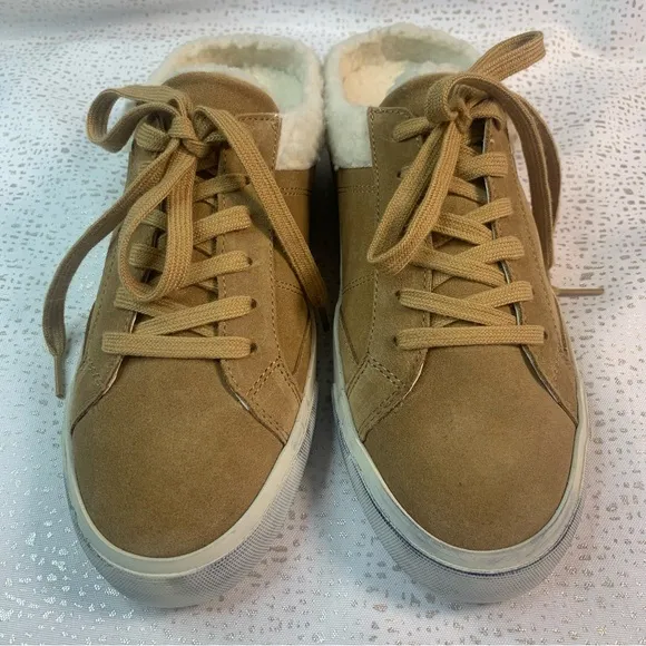 MARC FISHER Miranda Faux Fur Mule Sneakers Brown Size 8M Distressed Style
