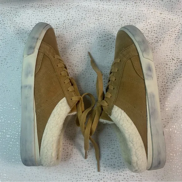 MARC FISHER Miranda Faux Fur Mule Sneakers Brown Size 8M Distressed Style