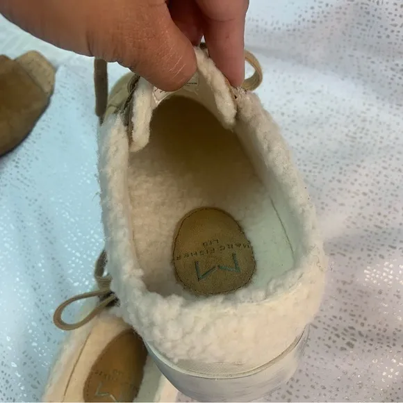 MARC FISHER Miranda Faux Fur Mule Sneakers Brown Size 8M Distressed Style