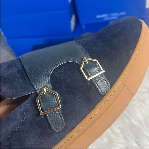 Marc Nolan Kyler Monk Strap Suede Leather Sneakers dark blue loafers size 15