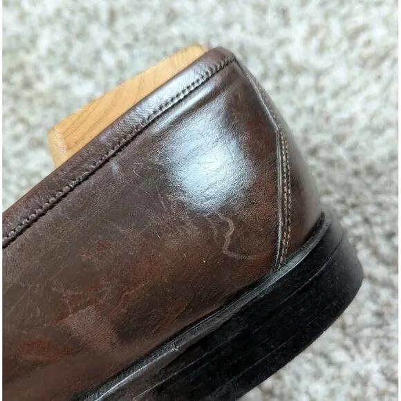 Martin Dingman Penny Loafers Mens 10 Brown Leather Dress Shoes Made In Italy