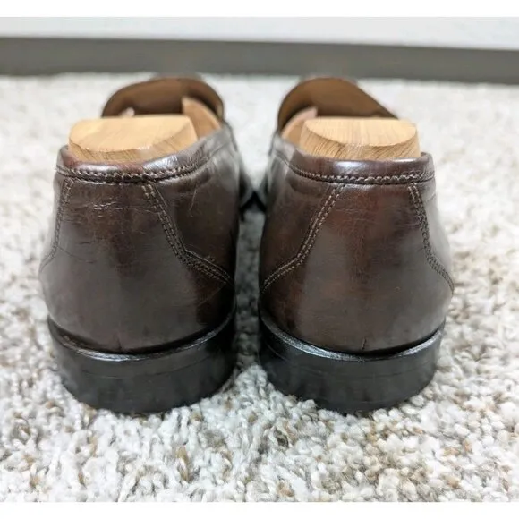 Martin Dingman Penny Loafers Mens 10 Brown Leather Dress Shoes Made In Italy