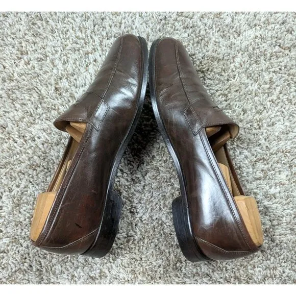 Martin Dingman Penny Loafers Mens 10 Brown Leather Dress Shoes Made In Italy