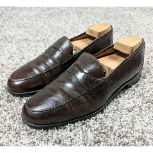 Martin Dingman Penny Loafers Mens 10 Brown Leather Dress Shoes Made In Italy