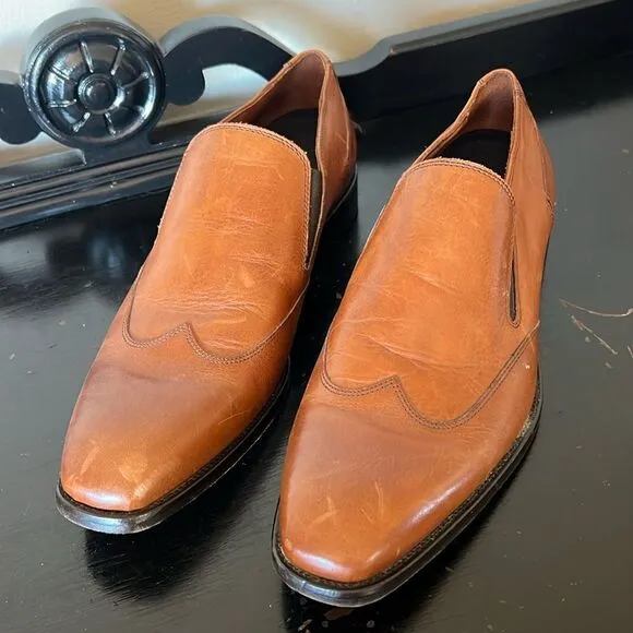 Massimo Matteo Firenze Cuoio (Hand Made In Italy) Brown Leather WINGTIP Shoes