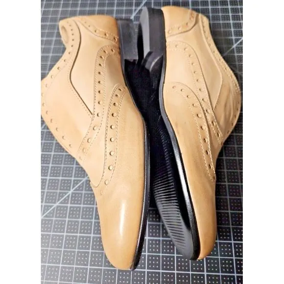Massimo Matteo Lucia Laceless Wing Tip oxford‎ shoes Taupe 6 M