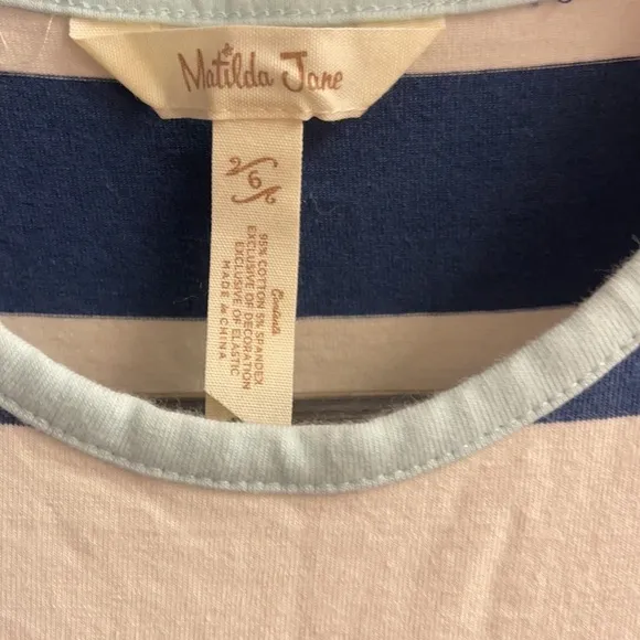 Matilda Jane Girls Beautiful NavyStriped Dress NEW
