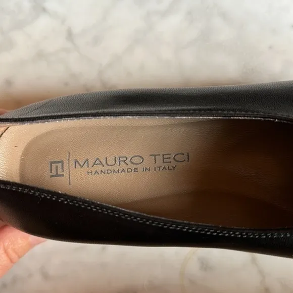 Mauro Teci handmade in Italy black leather shoes, size 37.5