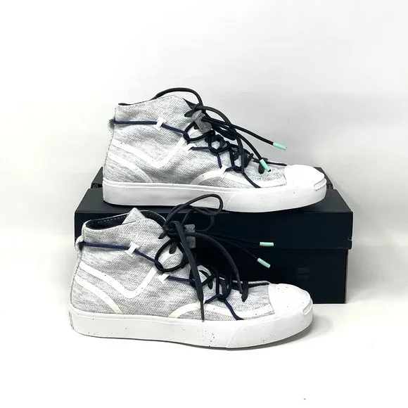 💖MEGA SALE💖Converse Jack Purcell Rally Mid White Gray Shoes Women  170947C