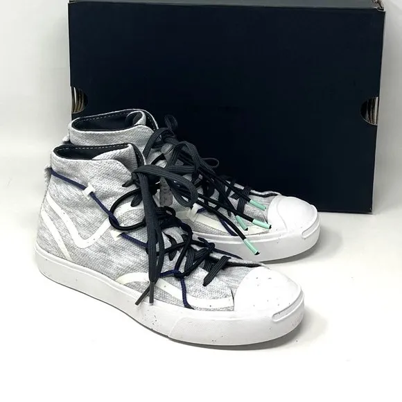 💖MEGA SALE💖Converse Jack Purcell Rally Mid White Gray Shoes Women  170947C