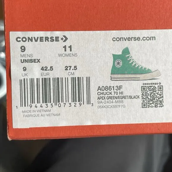 Mens 9 Womens 11 Converse Chuck 70 Hi Green Canvas Classic Casual Sneakers Shoes