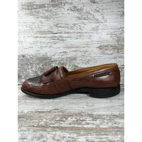 Men's Allen Edmonds 'Cody' Brown Woven Leather Kiltie Tassel Loafers Sz 11.5E