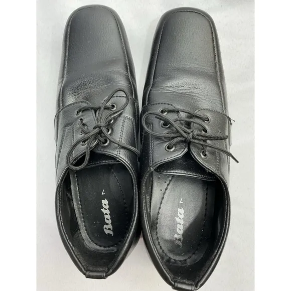 Men’s Bata Dress Oxford Shoes 7 Black Lace Up Square Toe NWOT