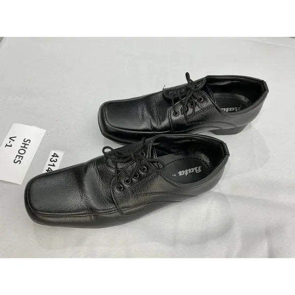 Men’s Bata Dress Oxford Shoes 7 Black Lace Up Square Toe NWOT