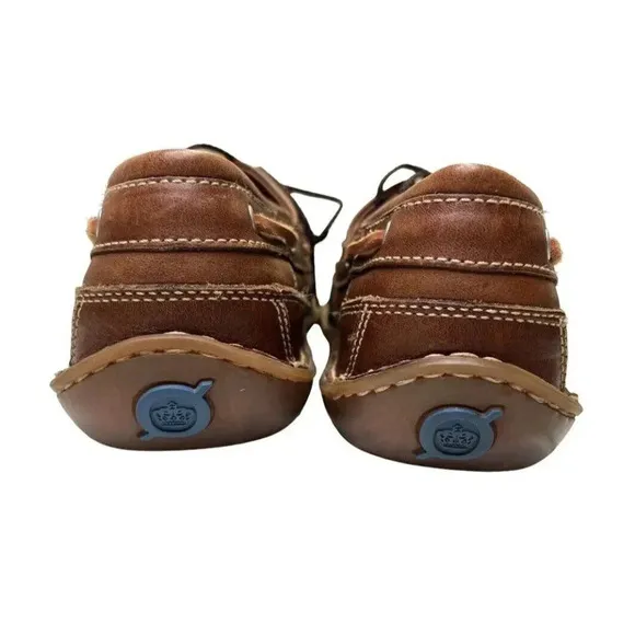 Men's Born Wayz Casual Lace Up Boat Shoes Size 11.5 M/W Brown Leather Seersucker