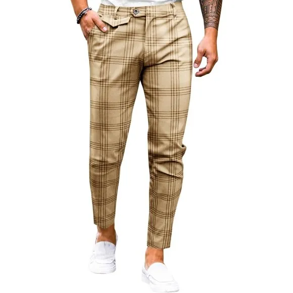 Men's Chinos Skinny Tapered Dress Pants Comfort Casual Solid Trousers