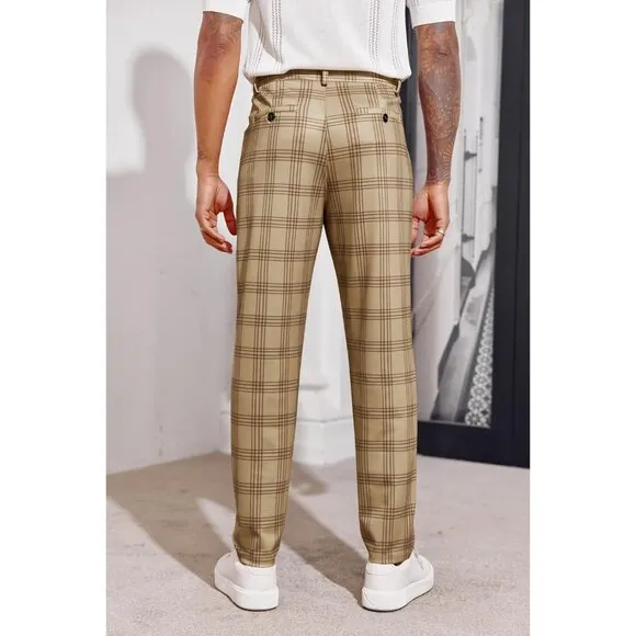Men's Chinos Skinny Tapered Dress Pants Comfort Casual Solid Trousers