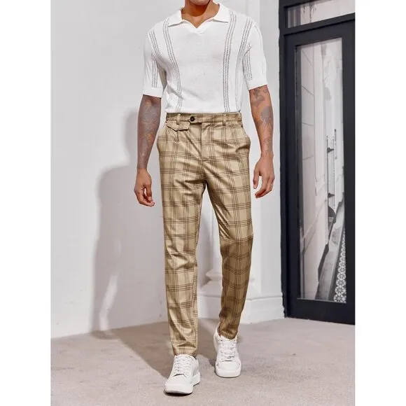 Men's Chinos Skinny Tapered Dress Pants Comfort Casual Solid Trousers
