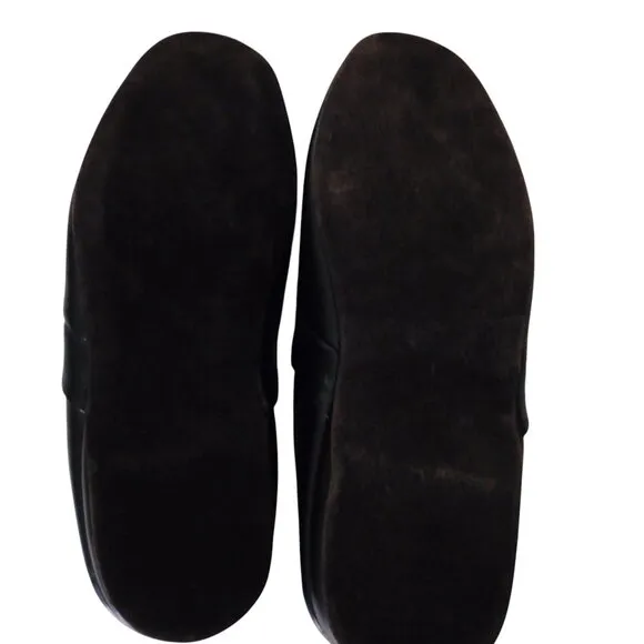 Mens Leather Slip On Slippers soft Sole House Shoes Black Size 10 Wide Brand new