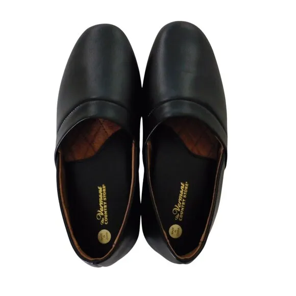 Mens Leather Slip On Slippers soft Sole House Shoes Black Size 10 Wide Brand new