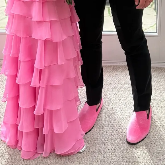 Men's Pink Vintage Velvet Designer Classic Dress Tuxedo Loafers