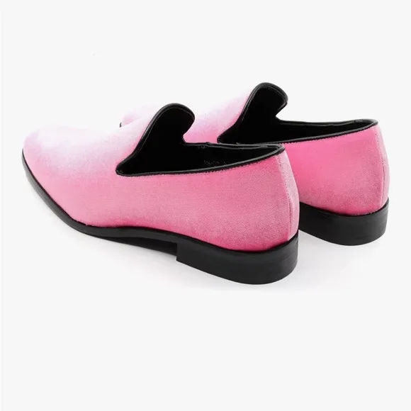 Men's Pink Vintage Velvet Designer Classic Dress Tuxedo Loafers