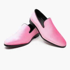 Men's Pink Vintage Velvet Designer Classic Dress Tuxedo Loafers