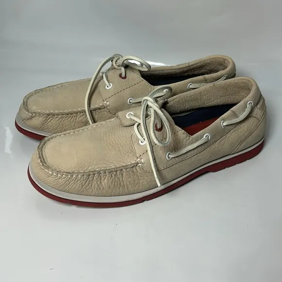 Men's Rockport leather light beige boat shoes