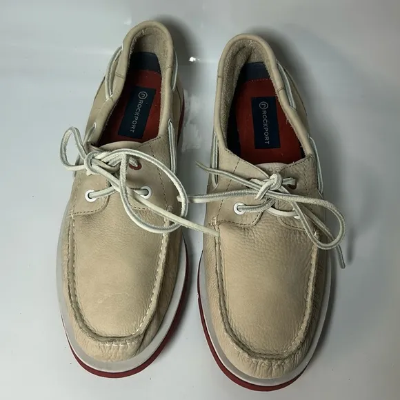 Men's Rockport leather light beige boat shoes