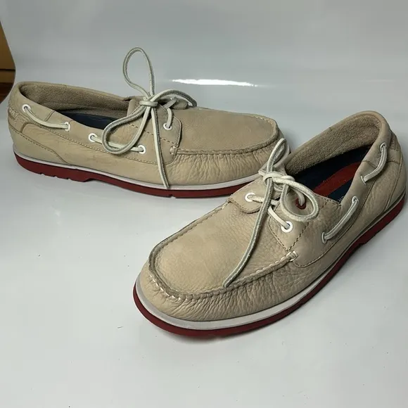 Men's Rockport leather light beige boat shoes