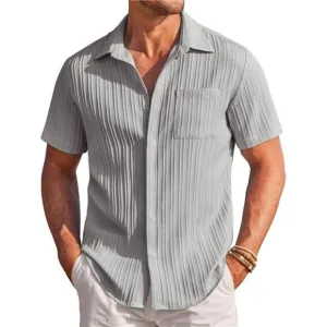 Mens Shirts Short Sleeve Button Down Grey