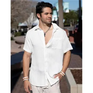 Mens Shirts Short Sleeve Button Down White