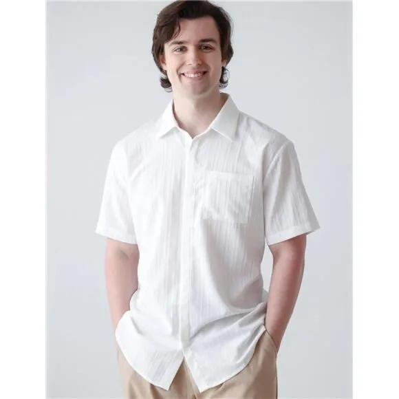 Mens Shirts Short Sleeve Button Down White