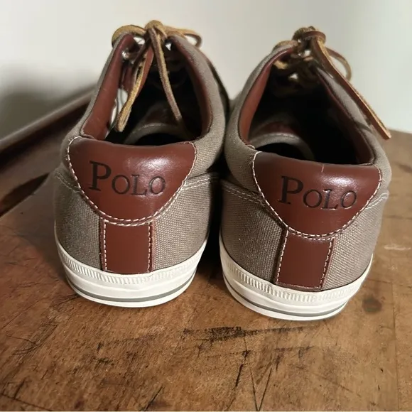 Men’s size 11 Polo Ralph Lauren leather and canvas shoes, GUC