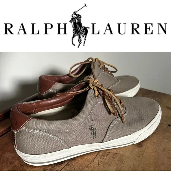 Men’s size 11 Polo Ralph Lauren leather and canvas shoes, GUC