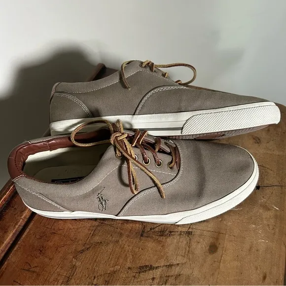 Men’s size 11 Polo Ralph Lauren leather and canvas shoes, GUC