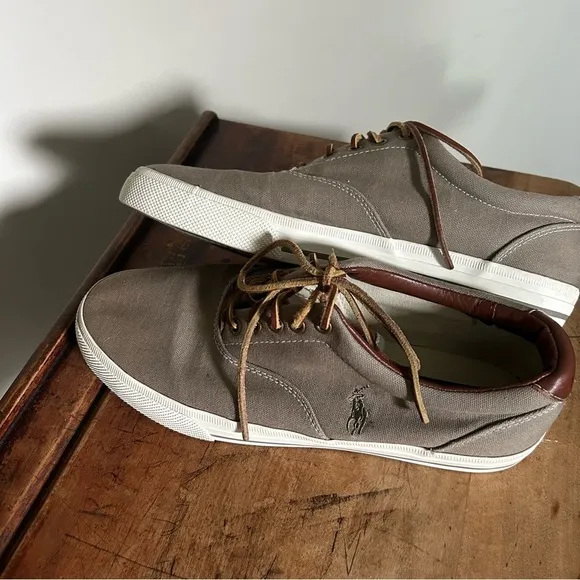 Men’s size 11 Polo Ralph Lauren leather and canvas shoes, GUC