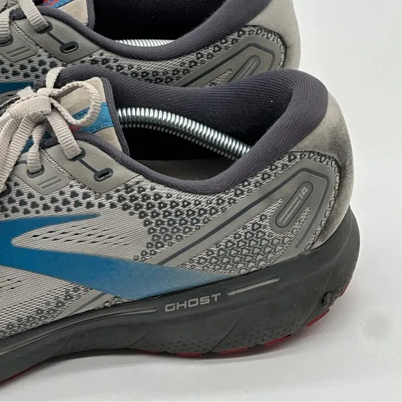 Men's Size 12 Brooks Ghost 14 Gray Blue Red Running Shoes
