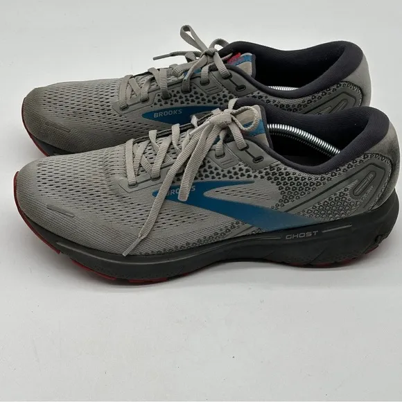Men's Size 12 Brooks Ghost 14 Gray Blue Red Running Shoes