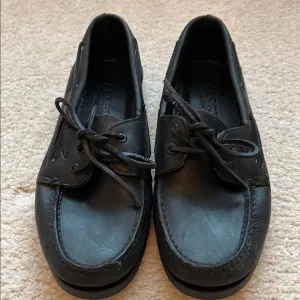 Men’s Sperry Top Sider size 10 black 2 eye boat shoes.