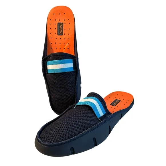 Men’s Swims Navy Blue Slide Loafers Shoes Slip-On Summer Pool Resort Boating 11