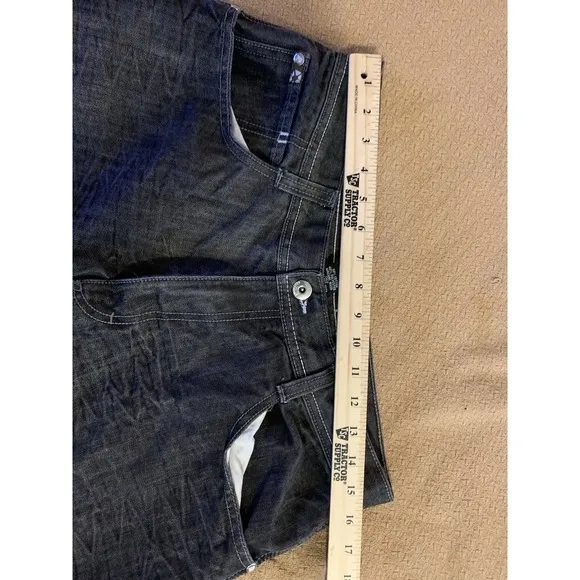 Mens Vintage 34x28 Wide Leg Baggy Y2K South Pole‎ 4180 Dark Grey Distressed Jean