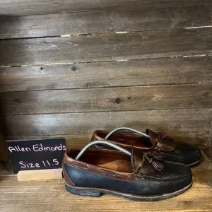 Mens Allen Edmonds Nashua Black Leather Tassel‎ Kilt Shoes Loafers Size 11.5 D