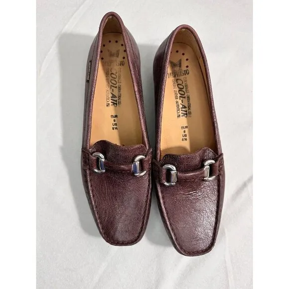 Mephisto Cool Air Natala Brown Size 8.5 Leather Ring Strap Comfort Loafers Shoes