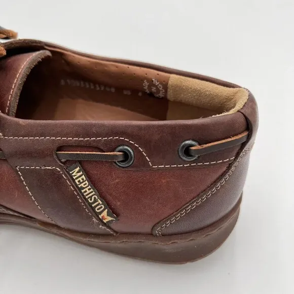 Mephisto Oxford Boat Shoes Men's 8 Spinnaker Brown Leather Lace Up Deck Comfort